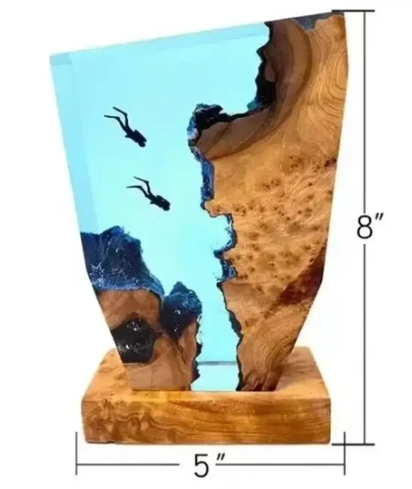 Seabed World Diving Cave Resin Table Light Creative Art USB Night Light