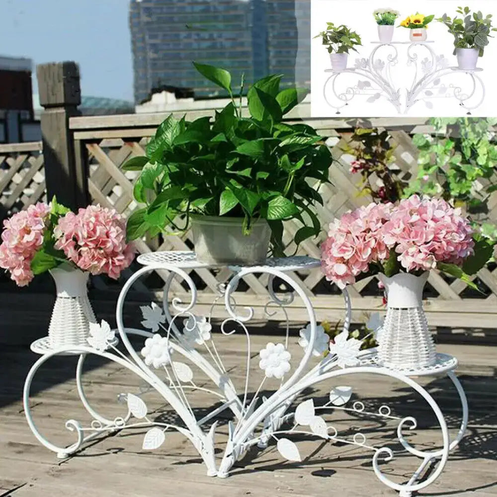 Set of 2 Metal Plant Stands 4-Tier Rustproof Flower Display Rack Indoor