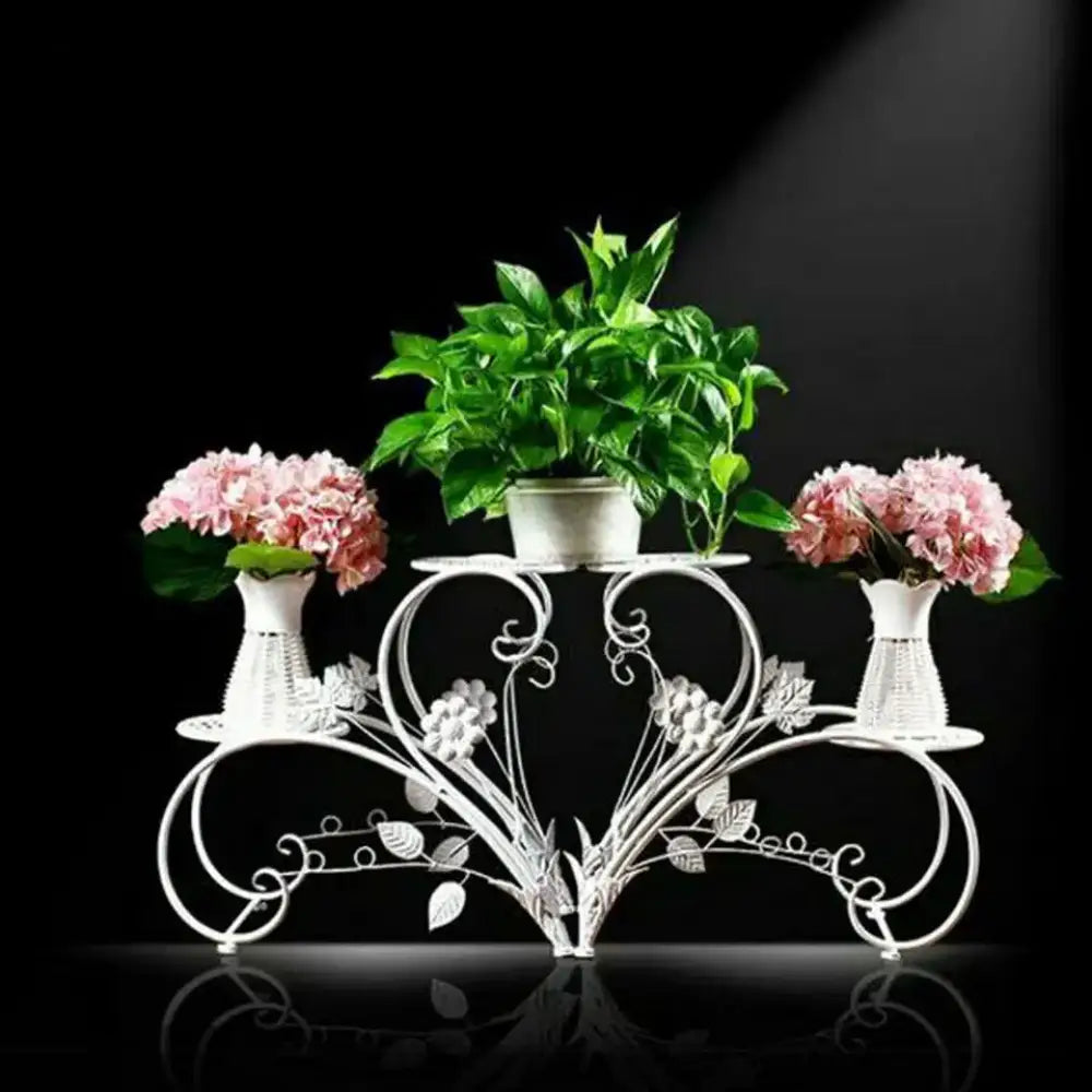 Set of 2 Metal Plant Stands 4-Tier Rustproof Flower Display Rack Indoor