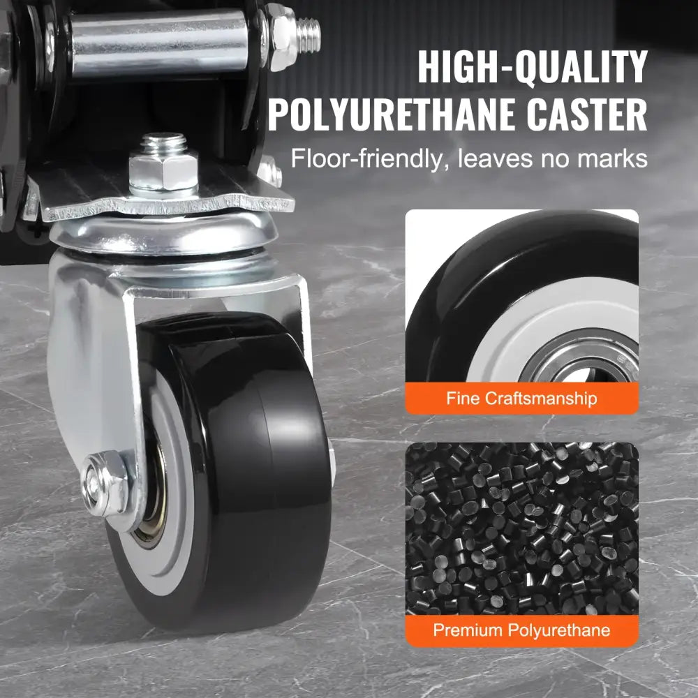 Set of 4 Heavy-Duty 2.5" Workbench Caster Wheels – Side-Mounted Retractable Stepdown Wheels,