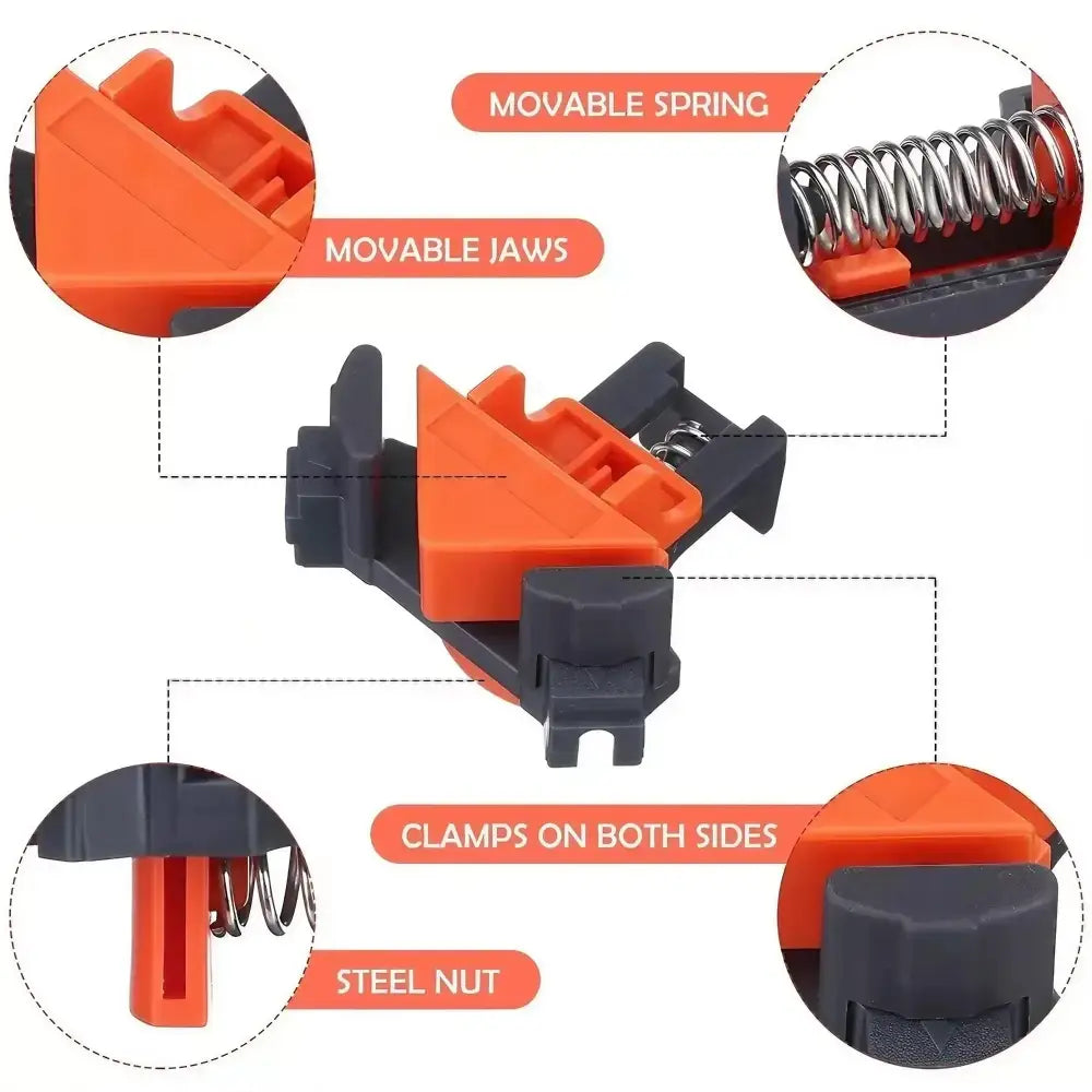 Set of 4 Professional 90° Right Angle Clamps | Premium Corner Clamps for Woodworking & Cabinet Assembly