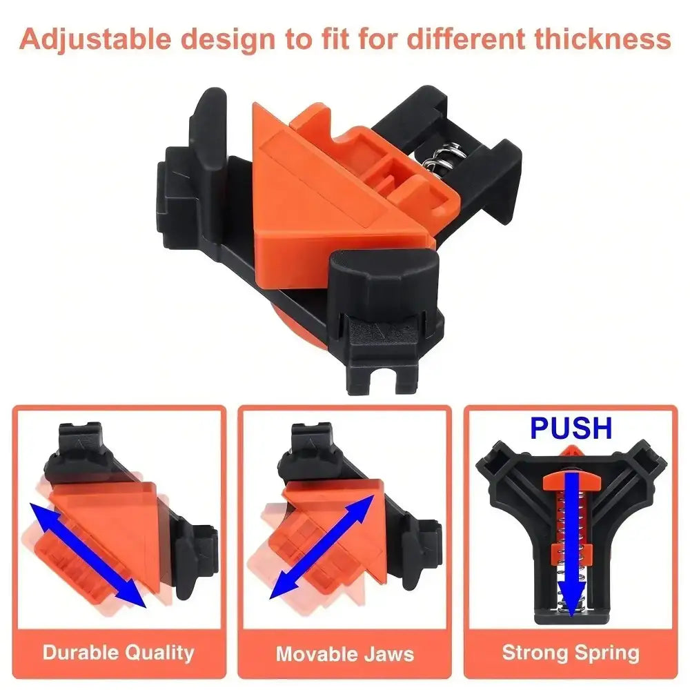 Set of 4 Professional 90° Right Angle Clamps | Premium Corner Clamps for Woodworking & Cabinet Assembly