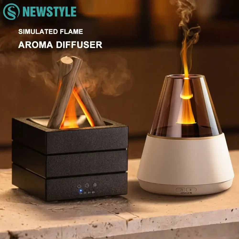 Simulated Flame Bonfire Aroma Diffuser Ultrasonic Cool Mist Humidifier