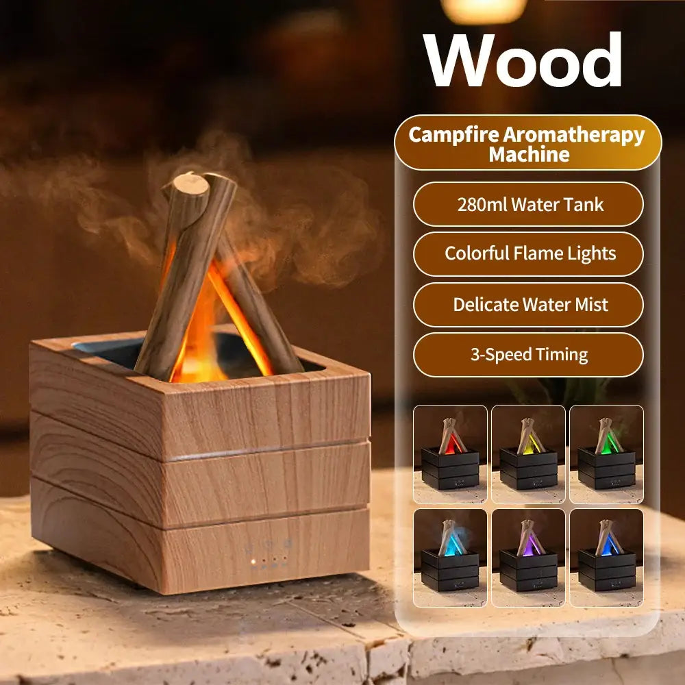 Simulated Flame Bonfire Aroma Diffuser Ultrasonic Cool Mist Humidifier