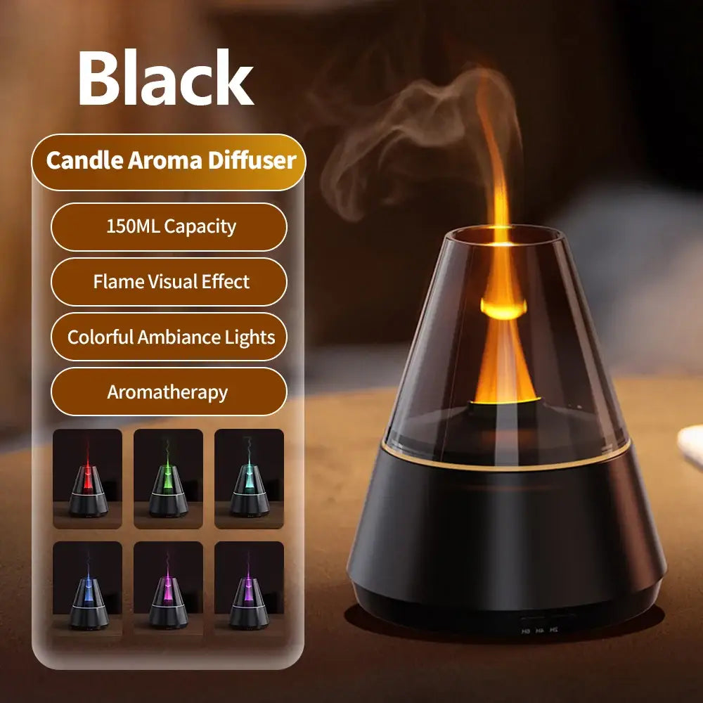 Simulated Flame Bonfire Aroma Diffuser Ultrasonic Cool Mist Humidifier
