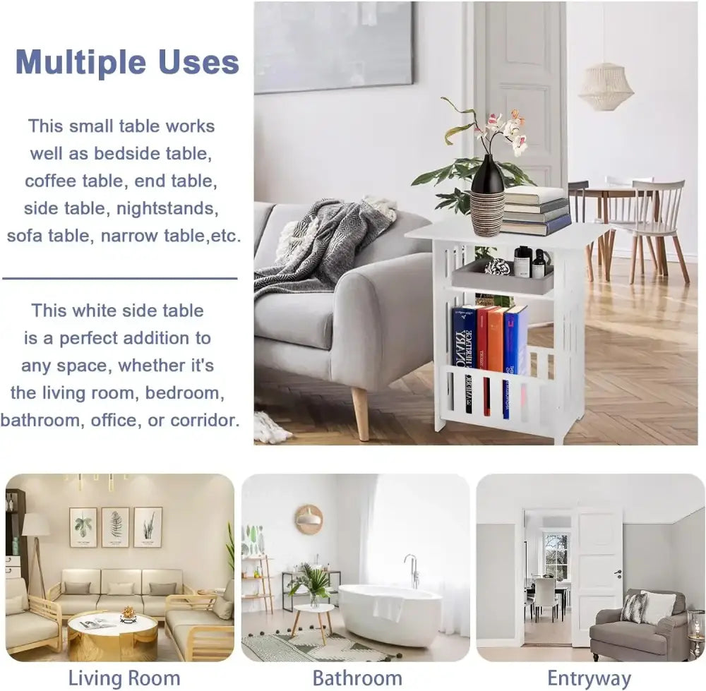Small Bedside Table – Sofa Side End Table, Nightstand & Storage