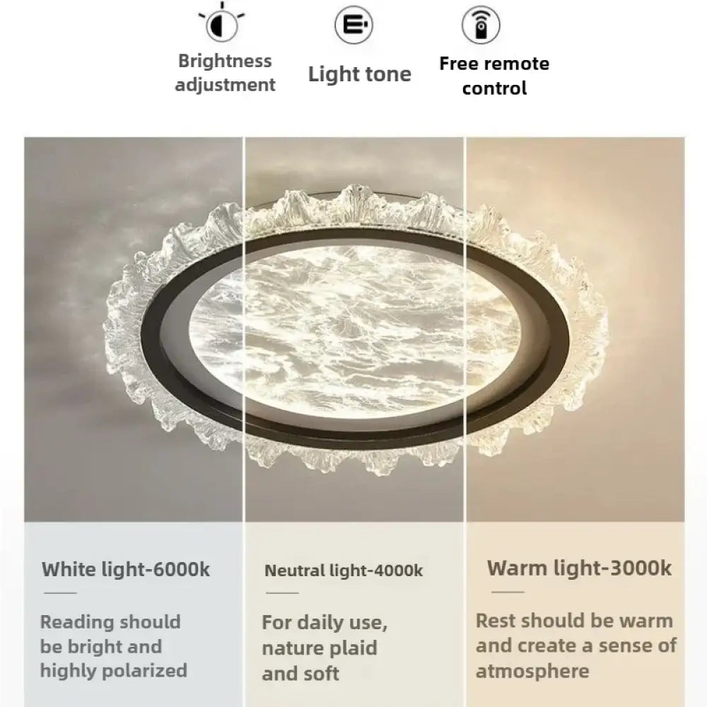 Smart Modern Cloud Crystal LED Ceiling Light 3-Color Dimmable WiFi Fixture