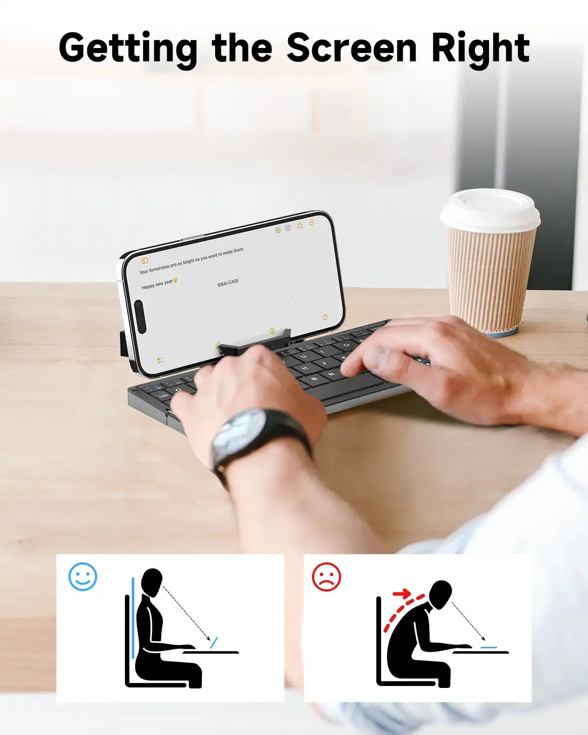 Foldable Bluetooth Keyboard with Stand 3-Device Wireless Mini Keypad