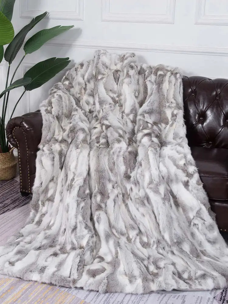 Snow Queen Rabbit Fur Throw Luxury Blanket