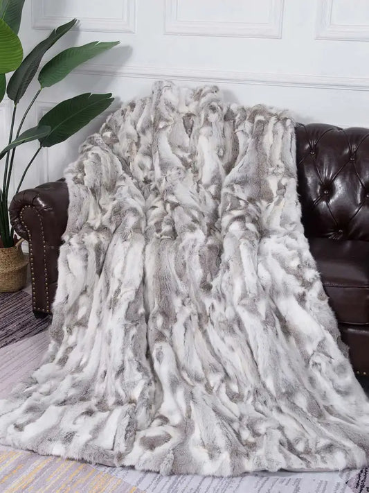 Snow Queen Rabbit Fur Throw Luxury Blanket