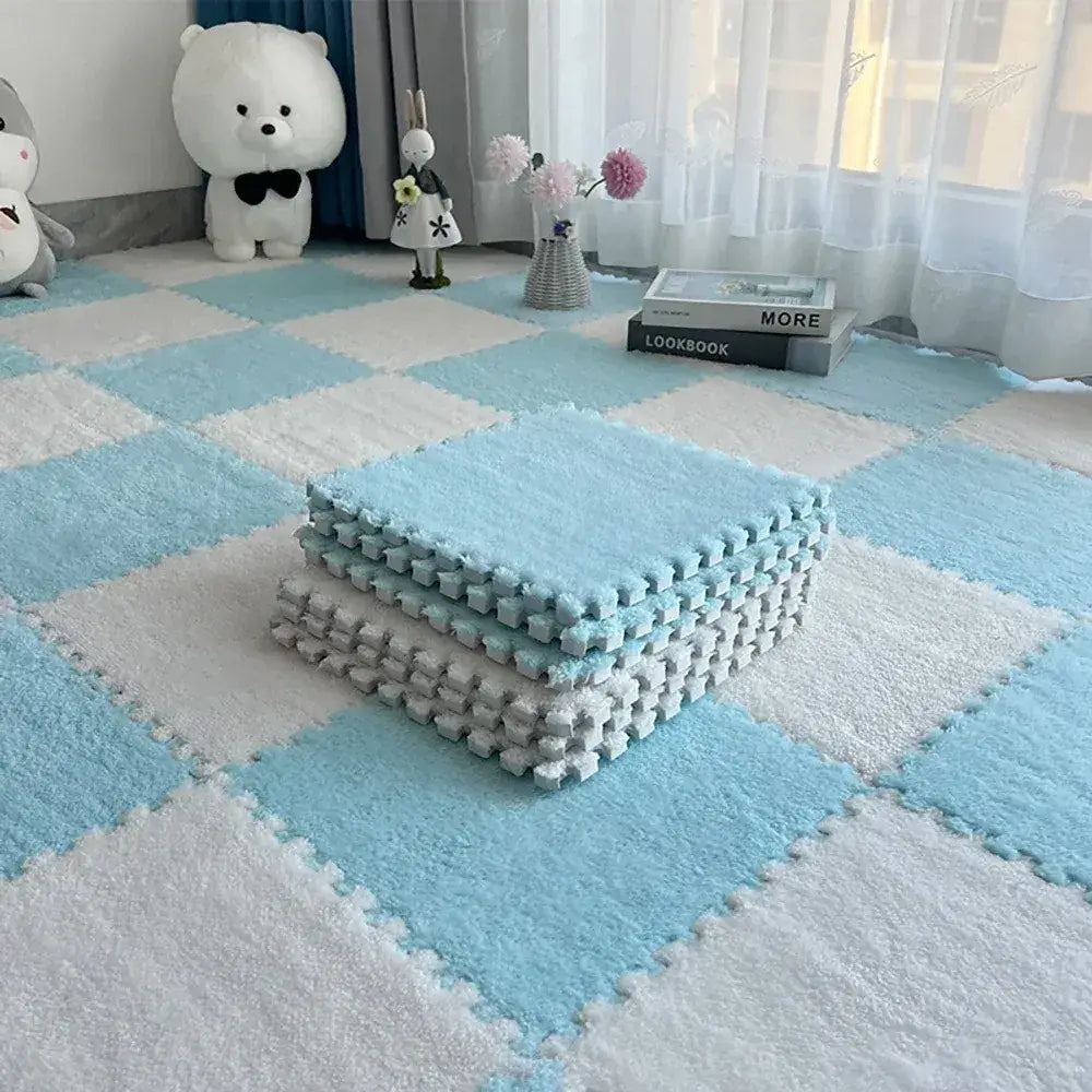 Soft Plush Children’s EVA Foam Puzzle Play Mat – Warm Interlocking Baby Carpet