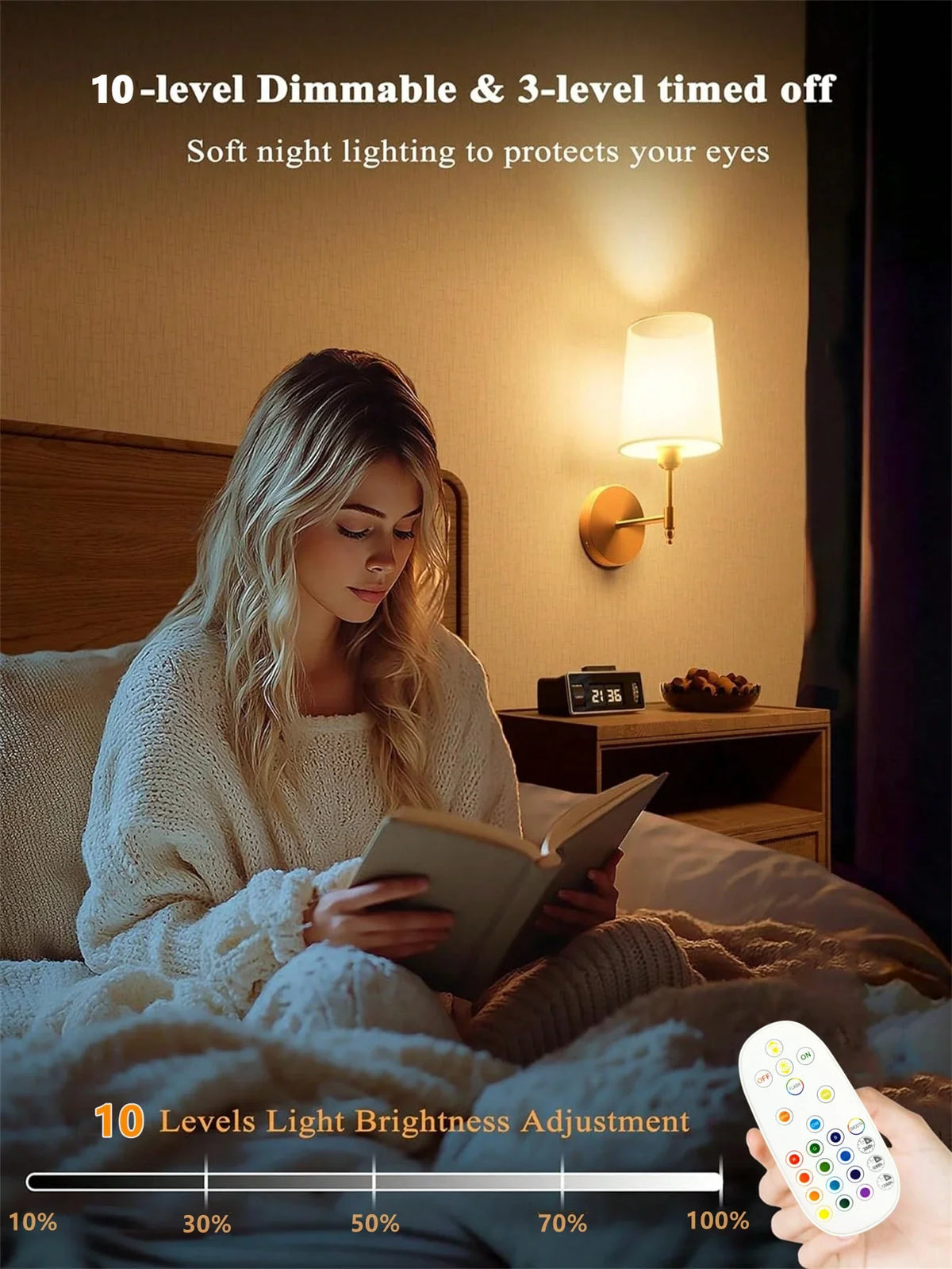 Wireless Rechargeable Wall Lamp – 15-Color Dimmable & Remote
