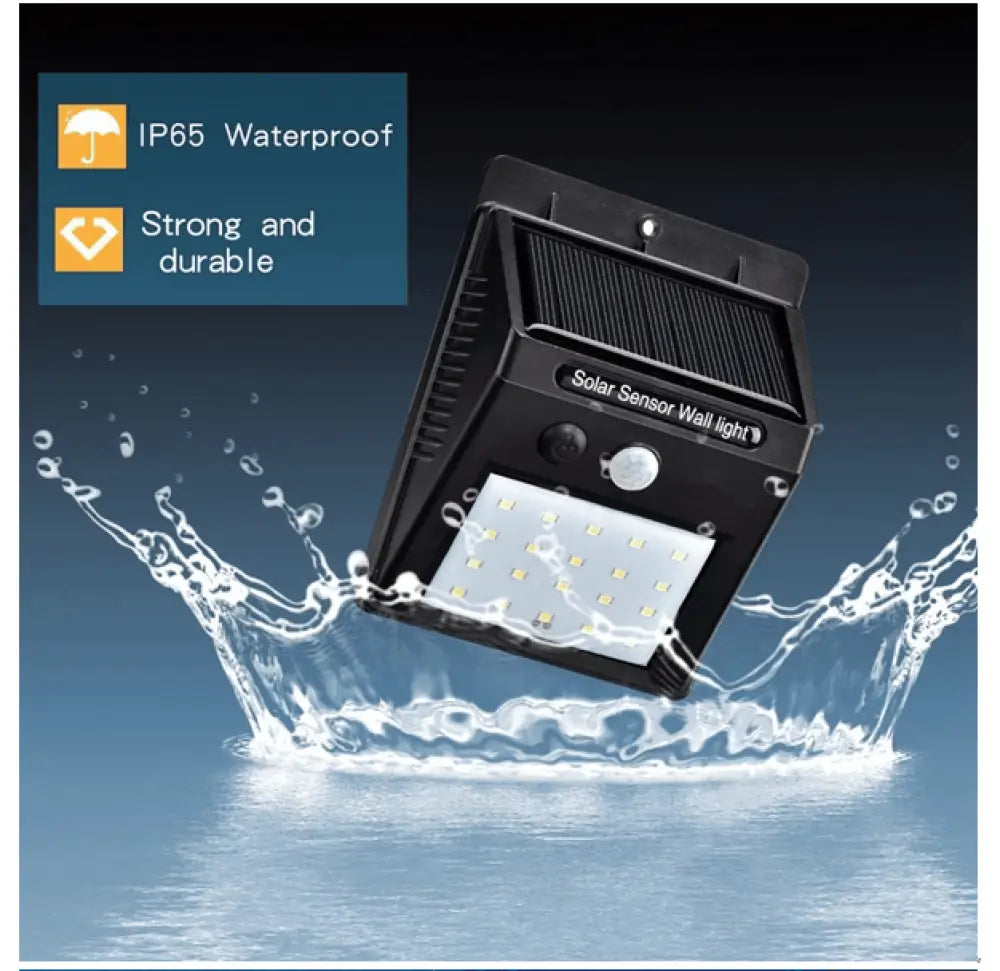 Solar Power 20 LED PIR Motion Sensor Wall Light Waterproof Outdoor.