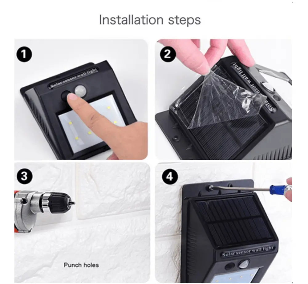 Solar Power 20 LED PIR Motion Sensor Wall Light Waterproof Outdoor.
