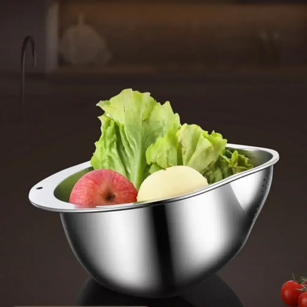 Stainless Steel Rice Washer Strainer Bowl | Multi-Functional Colander Sieve for Rice, Fruit & Vegetables