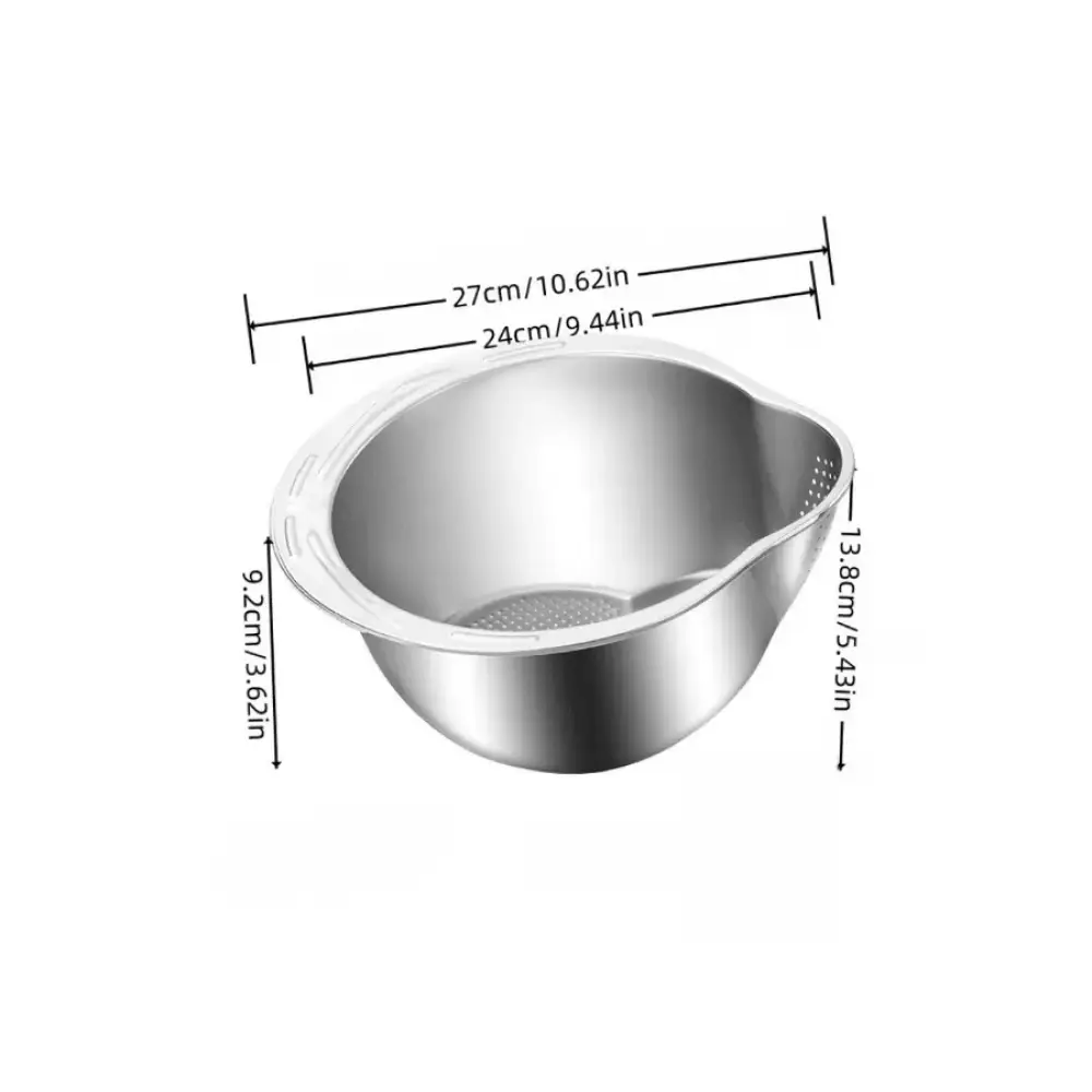 Stainless Steel Rice Washer Strainer Bowl | Multi-Functional Colander Sieve for Rice, Fruit & Vegetables