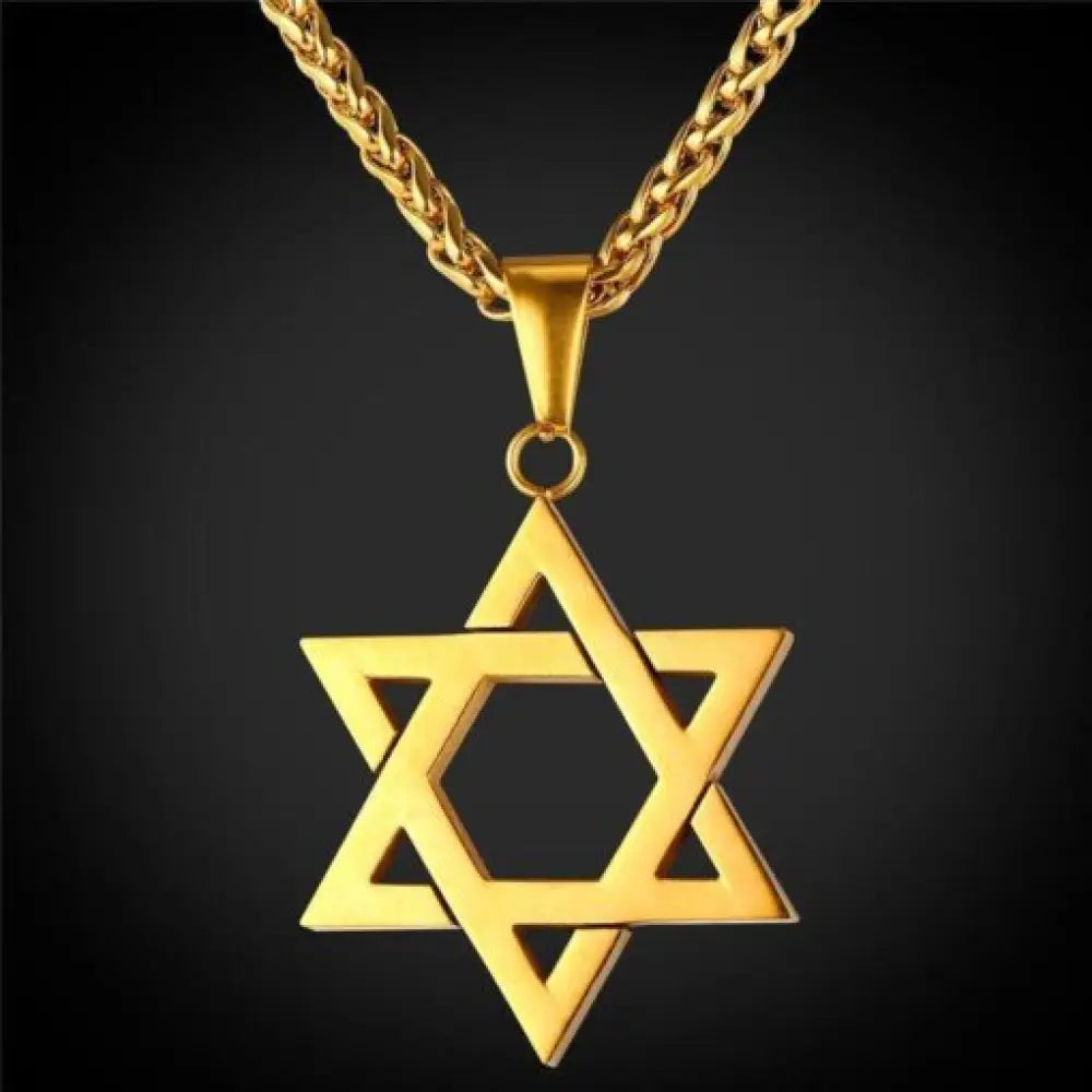 Star of David Twelve Tribes of Israel Pendant Necklace in 10K Gold