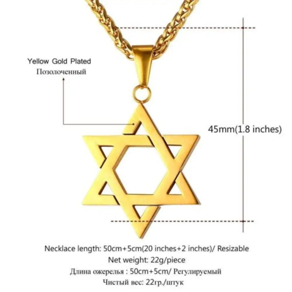 Star of David Twelve Tribes of Israel Pendant Necklace in 10K Gold