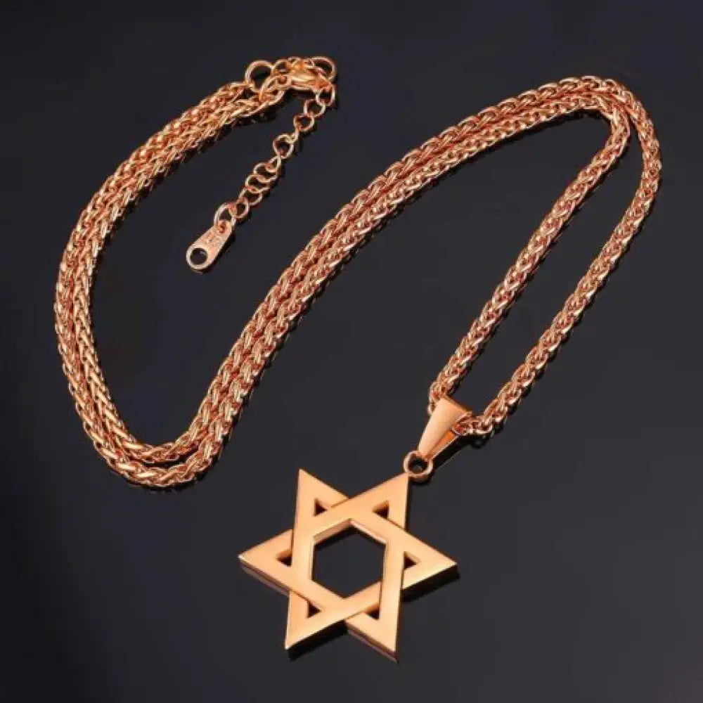 Star of David Twelve Tribes of Israel Pendant Necklace in 10K Gold