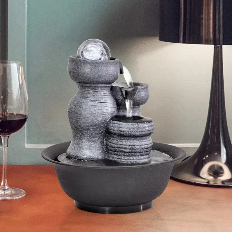 Modern Indoor Tabletop Water Fountain – Contemporary Desktop Accent