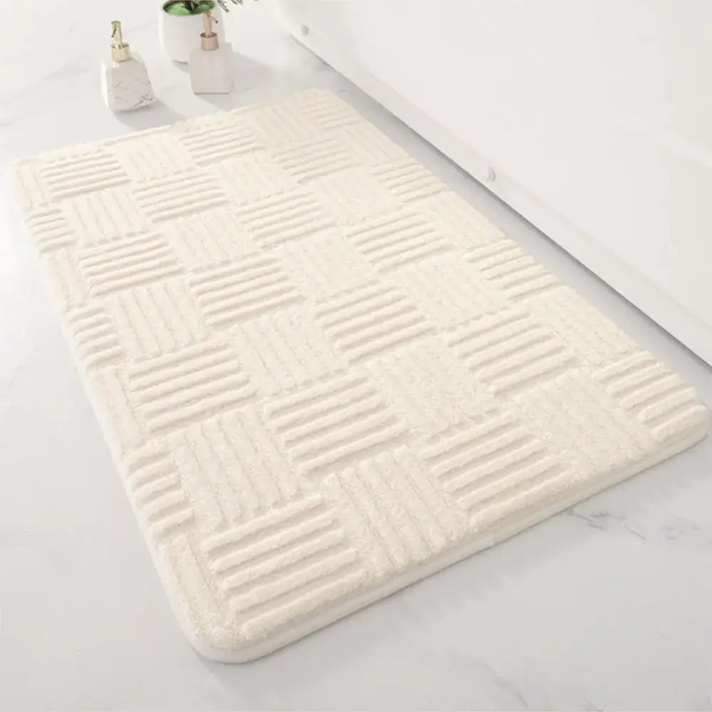 Thickened Striped Bath Mat – Cotton Velvet Non-Slip Absorbent Floor Mat