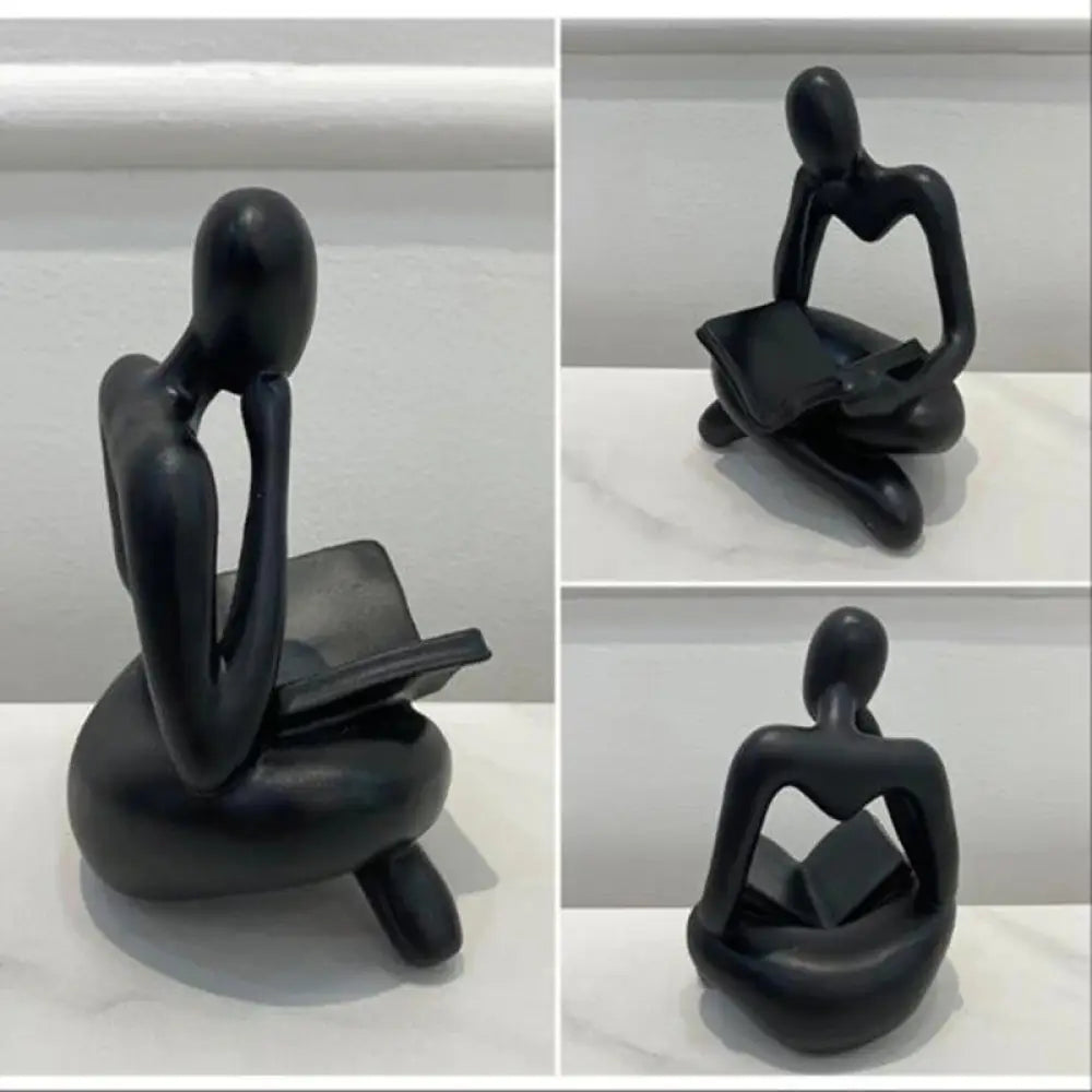 Thinker Reading Book Statue Modern Abstract Sculpture