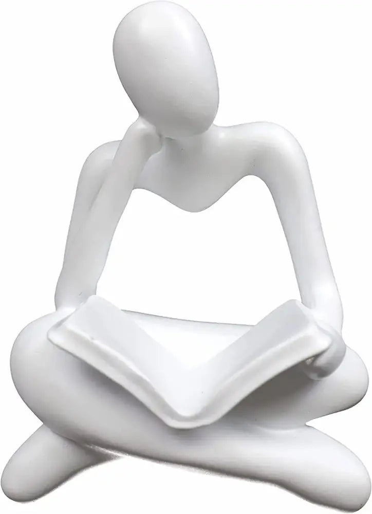 Thinker Reading Book Statue Modern Abstract Sculpture