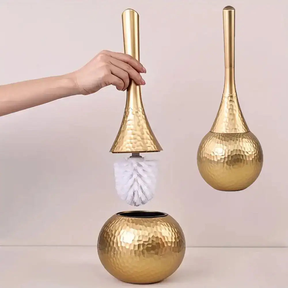 Luxury Hammered Toilet Brush with Globe Base Holder