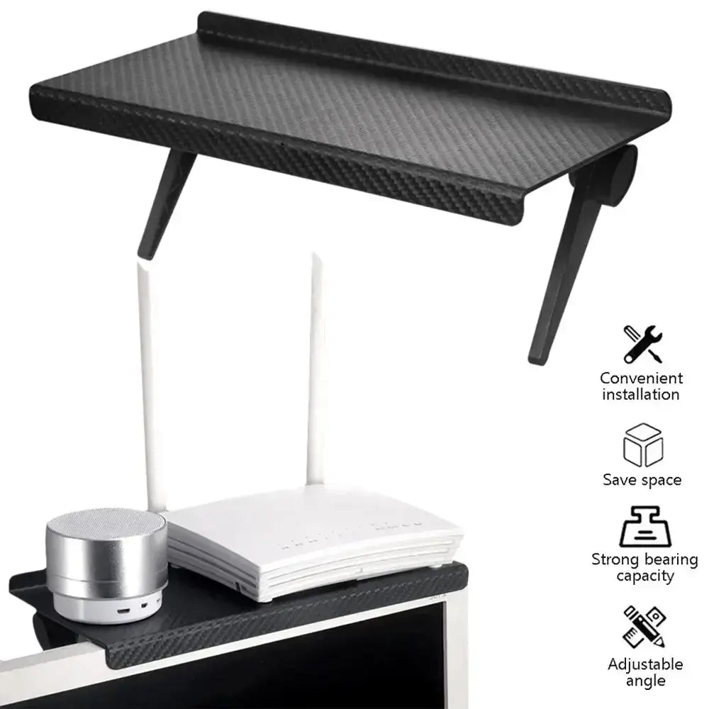 Top Storage Shelf | Adjustable Computer & TV Monitor Rack for Router/Set-Top Box