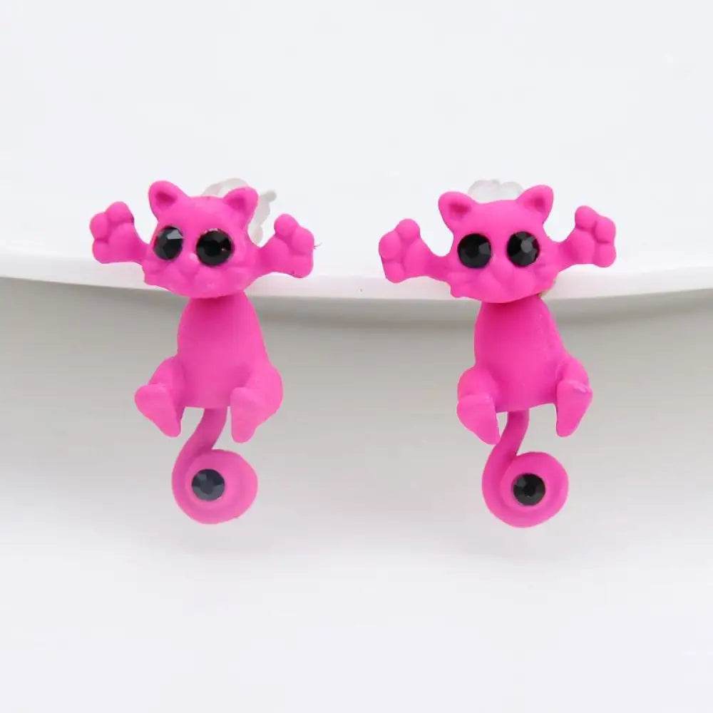 Trap Cat Stud Earrings — Cute Clay Cat Earrings in 8 Colors