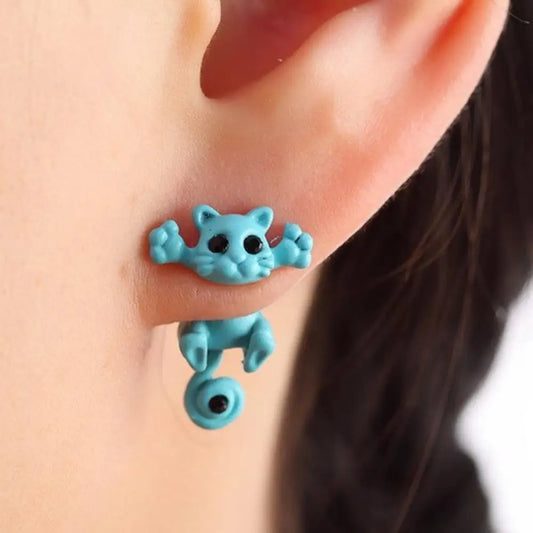 Trap Cat Stud Earrings — Cute Clay Cat Earrings in 8 Colors