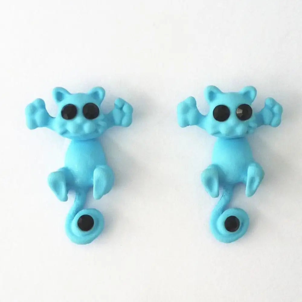 Trap Cat Stud Earrings — Cute Clay Cat Earrings in 8 Colors