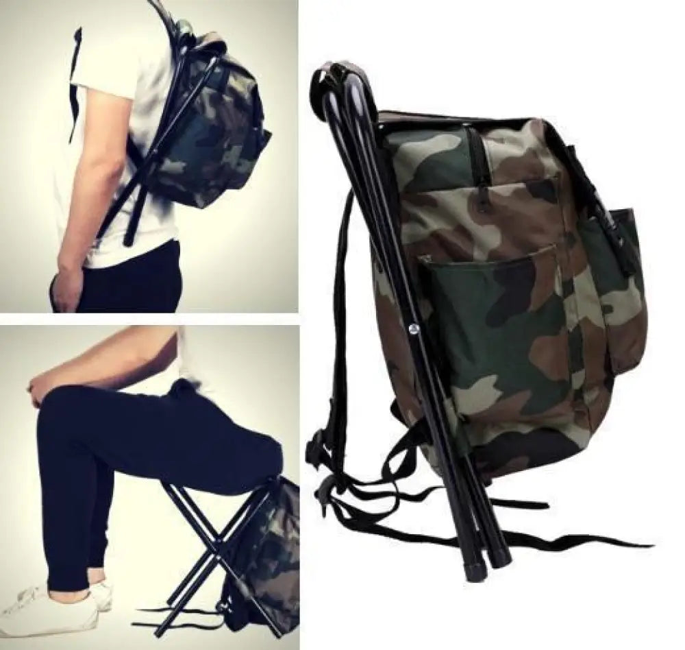 Travel Backpack Chair — 2-in-1 Steel Frame Folding Chair with 3-Pocket Backpack
