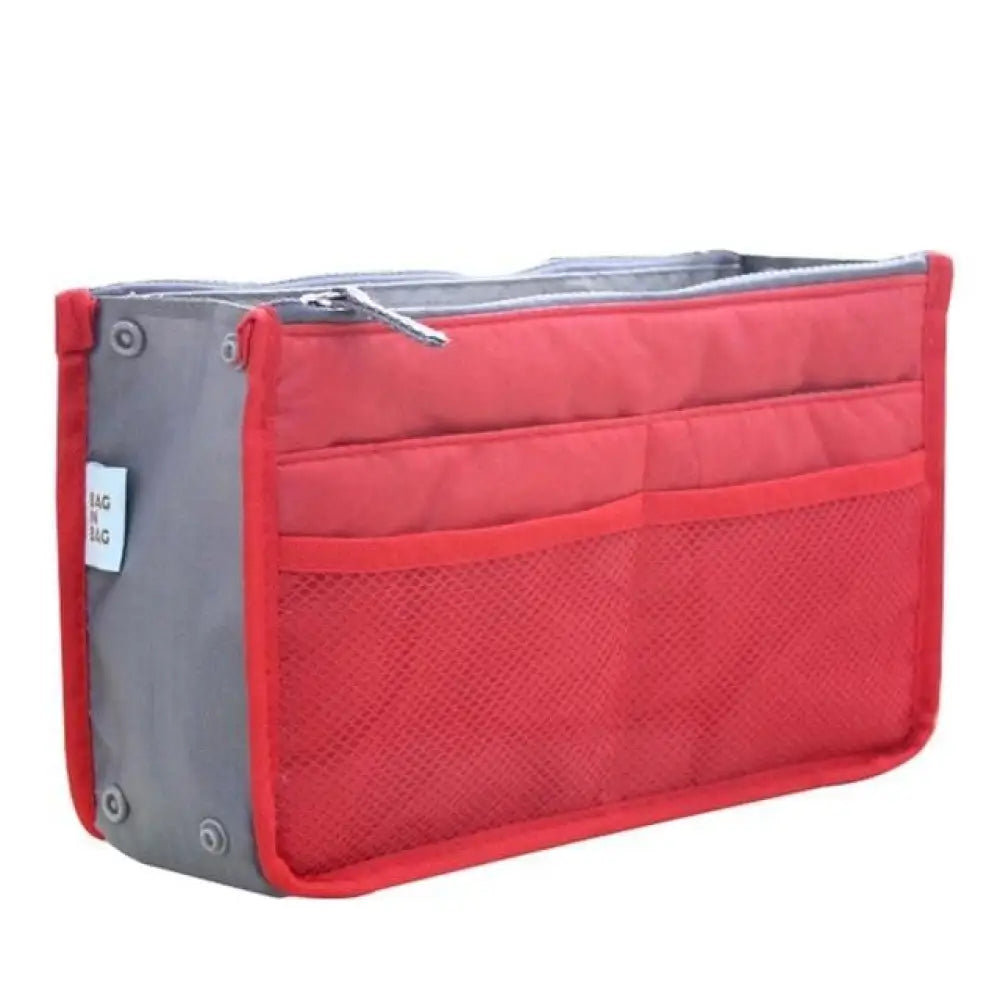 Handbag Organizer Insert — 13-Pocket Expandable Nylon Liner for Purses & Totes