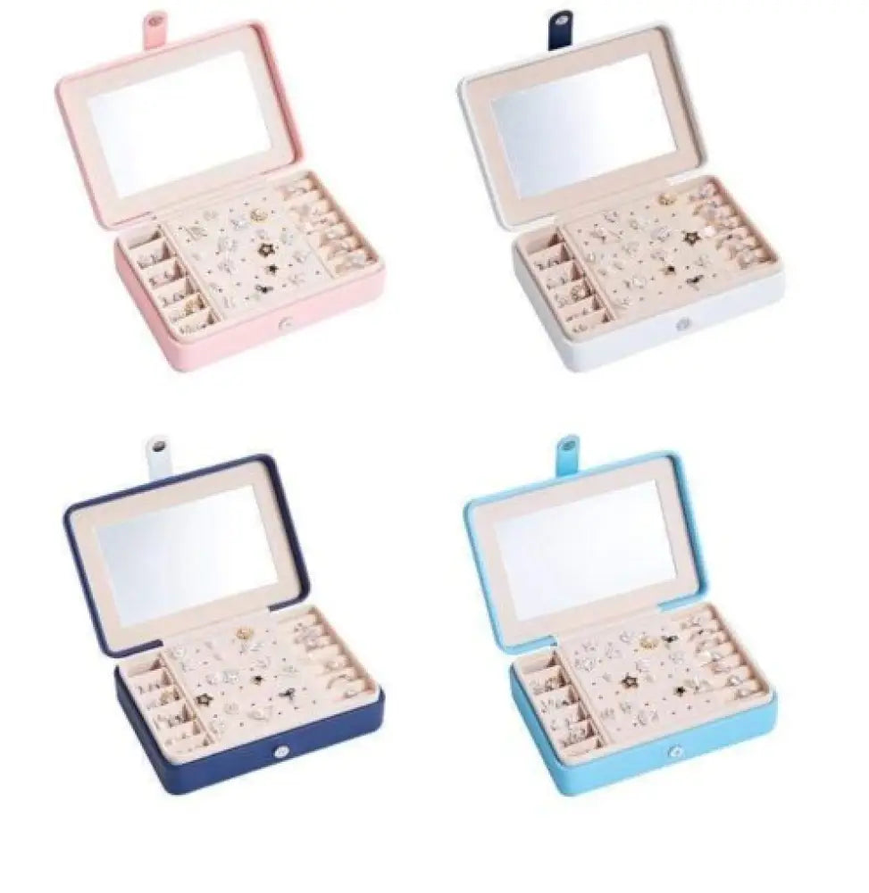 Travel Jewelry Box — Leather Organizer with Flannel Interior, Mirror & Hook Styles