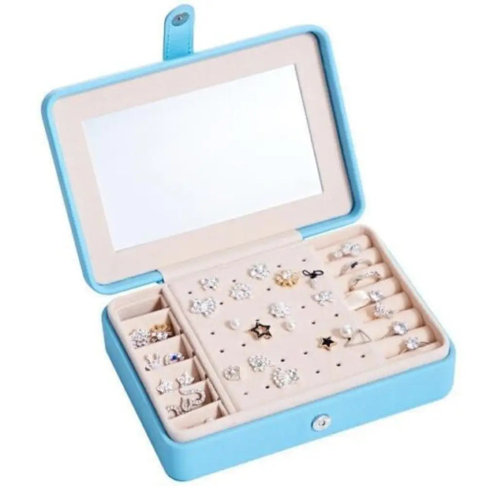 Travel Jewelry Box — Leather Organizer with Flannel Interior, Mirror & Hook Styles