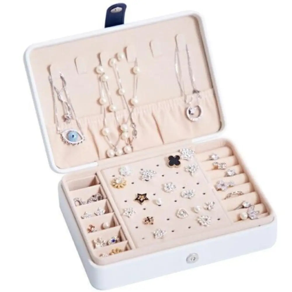 Travel Jewelry Box — Leather Organizer with Flannel Interior, Mirror & Hook Styles