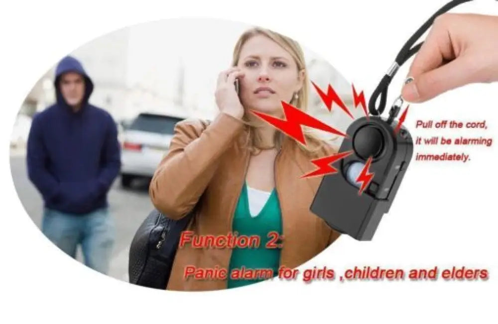 Mini PIR Motion Sensor Security Alarm — 120dB SOS Alert with LED Flashlight