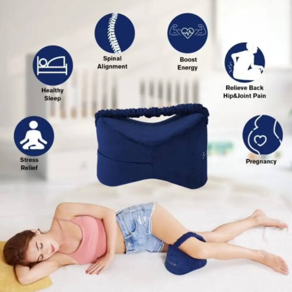 Memory Foam Knee Pillow — Ergonomic Side Sleeper Support for Sciatica & Back Pain