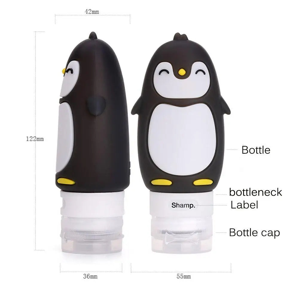 Penguin Travel Squeeze Bottles — Cute Silicone TSA-Approved Refillable Containers