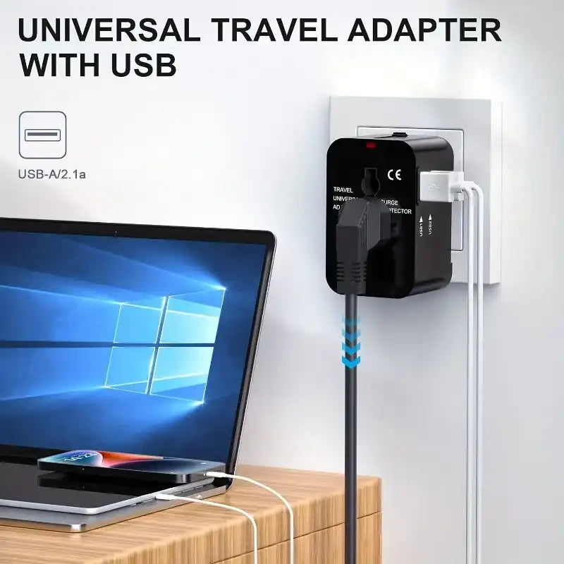 Universal Travel Adapter - Dual USB, Surge Protection