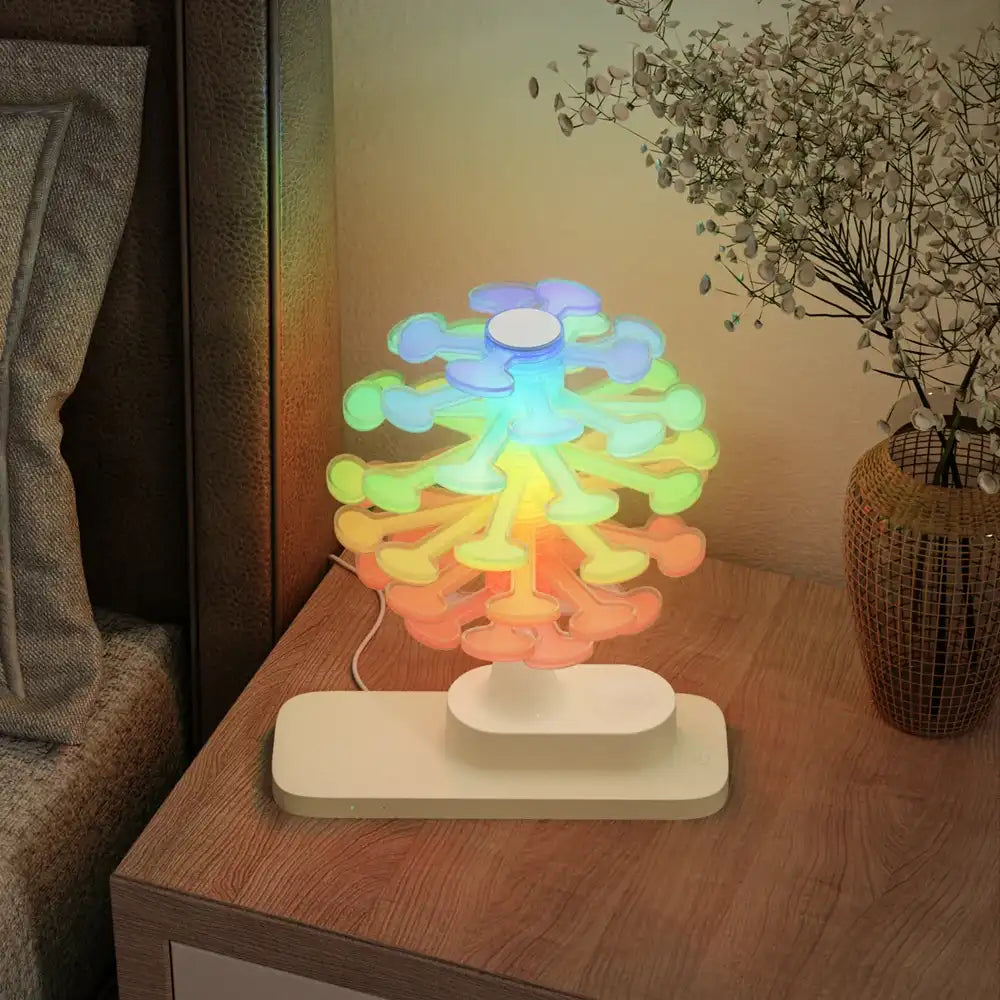 Spiral Tree RGB Table Lamp with Wireless Charging Pad - 360° Glow Bedside Lamp