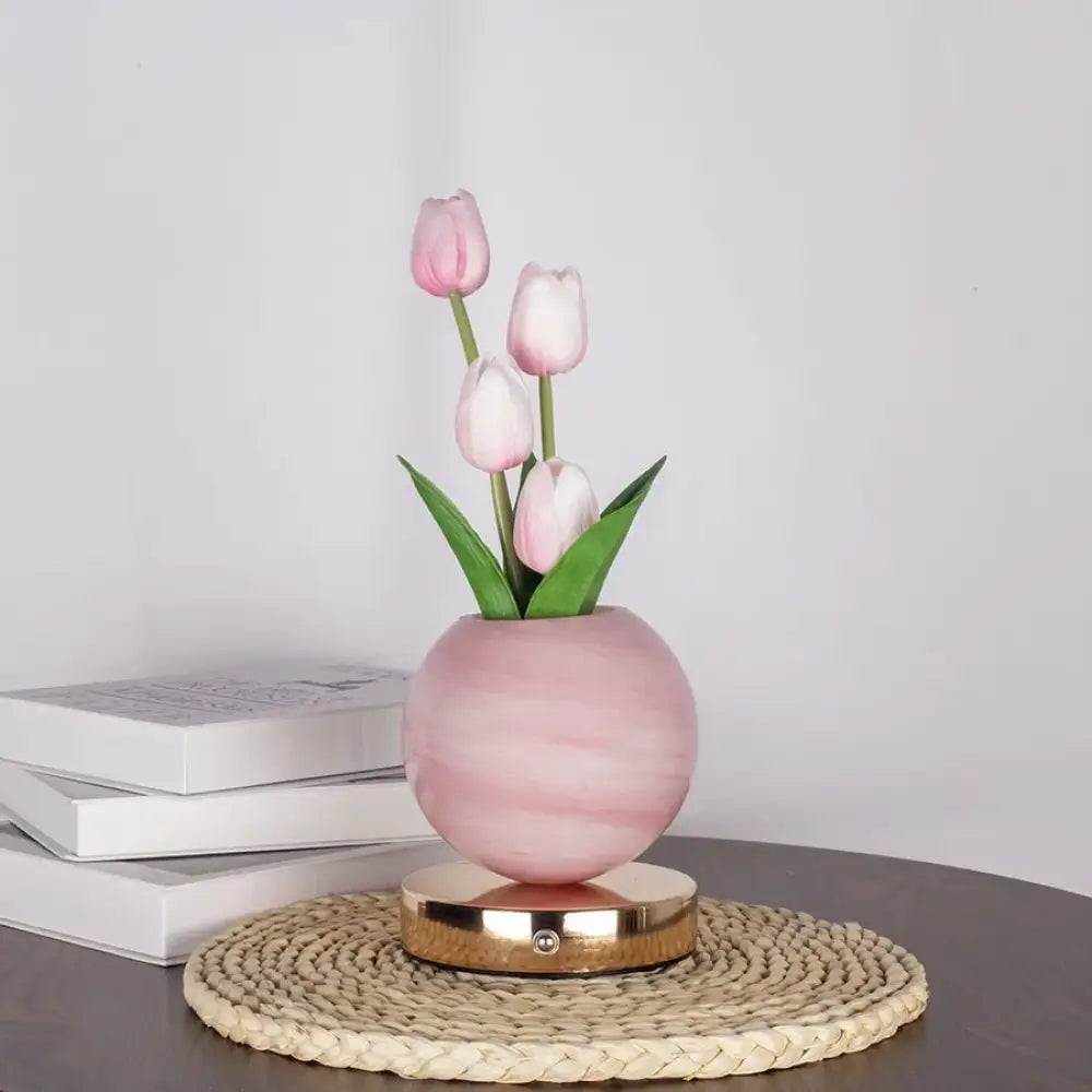 Tulip Planet LED Night Light USB Rechargeable 3-Color Dimmable Desk Decor Lamp