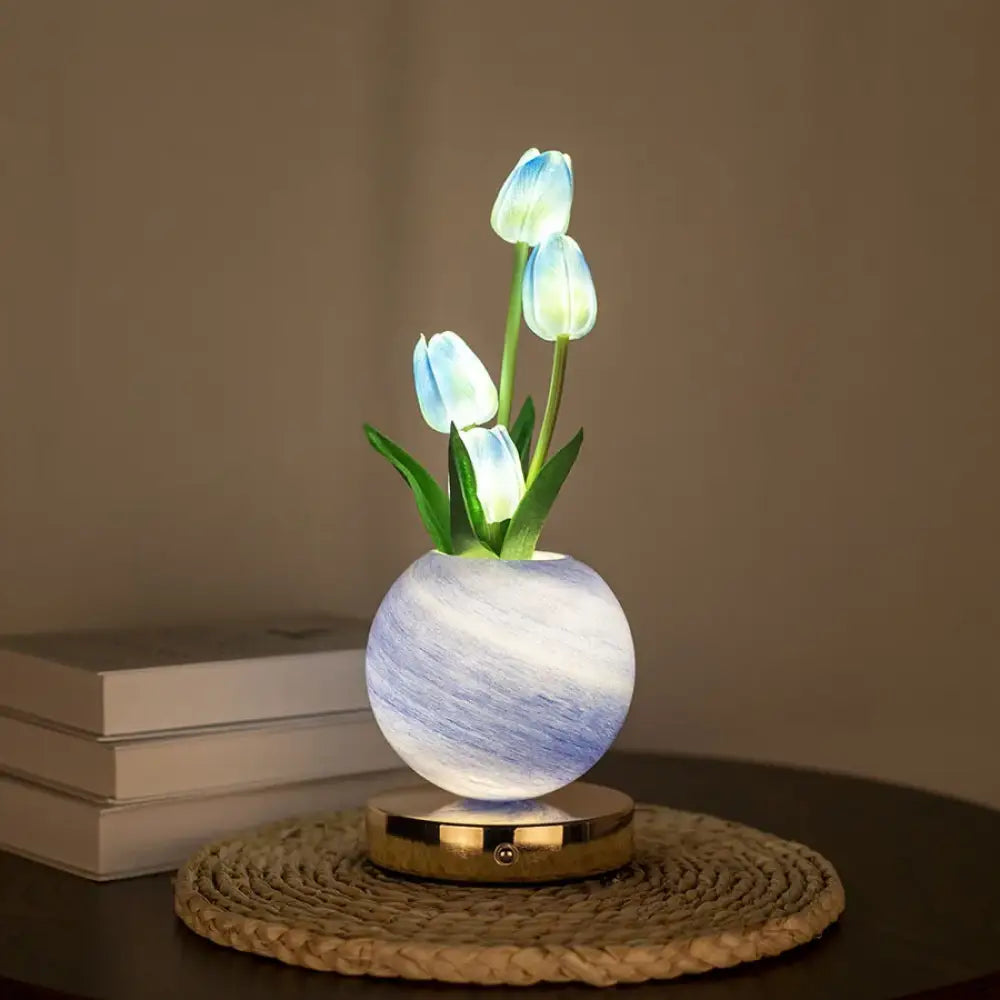 Tulip Planet LED Night Light USB Rechargeable 3-Color Dimmable Desk Decor Lamp