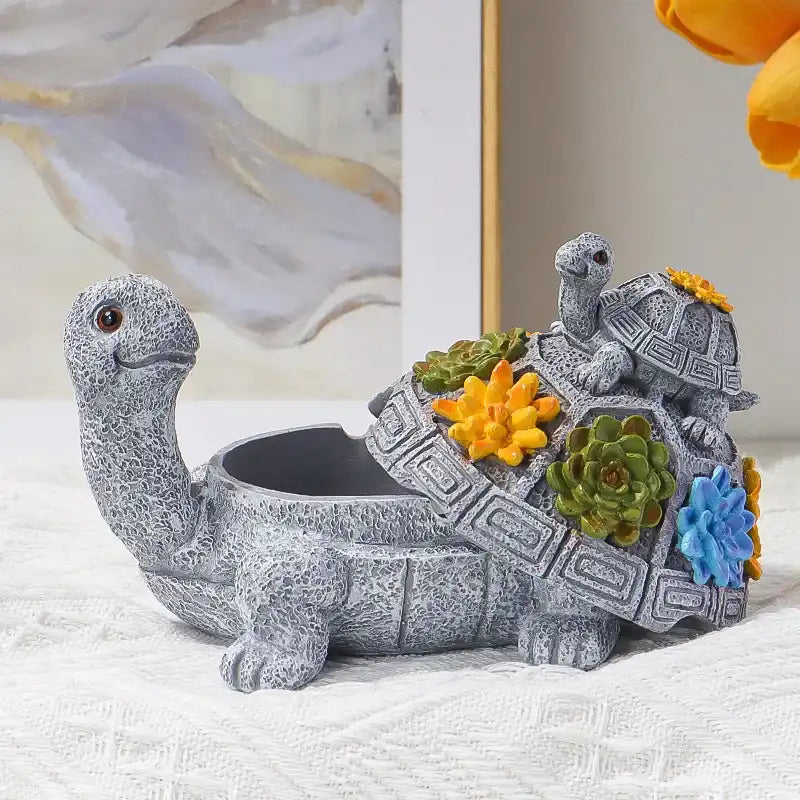 Turtle Succulent Ashtray – Resin Turtle Decor with Lid
