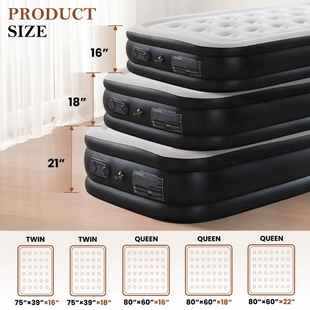 Twin Size Air Mattress Blow Up Double Height Non-Slip Air Bed