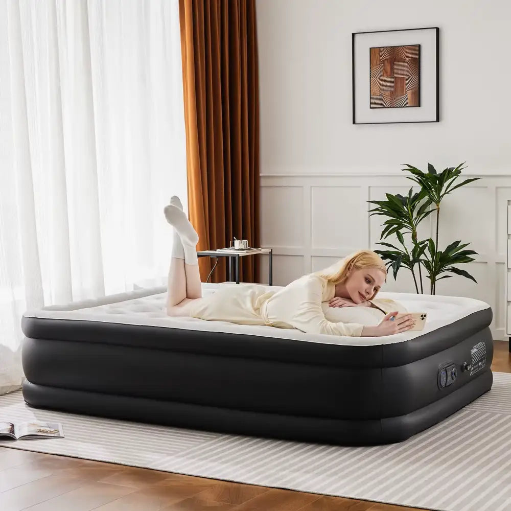 Twin Size Air Mattress Blow Up Double Height Non-Slip Air Bed