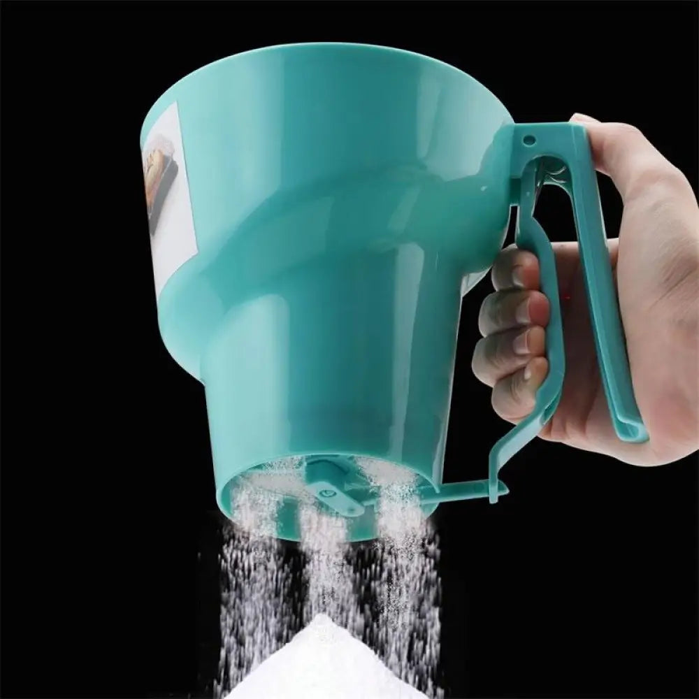 Ultra Flour Sifter – Fine Mesh, Squeeze Handle, Teal & Pink