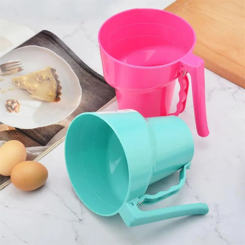 Ultra Flour Sifter – Fine Mesh, Squeeze Handle, Teal & Pink