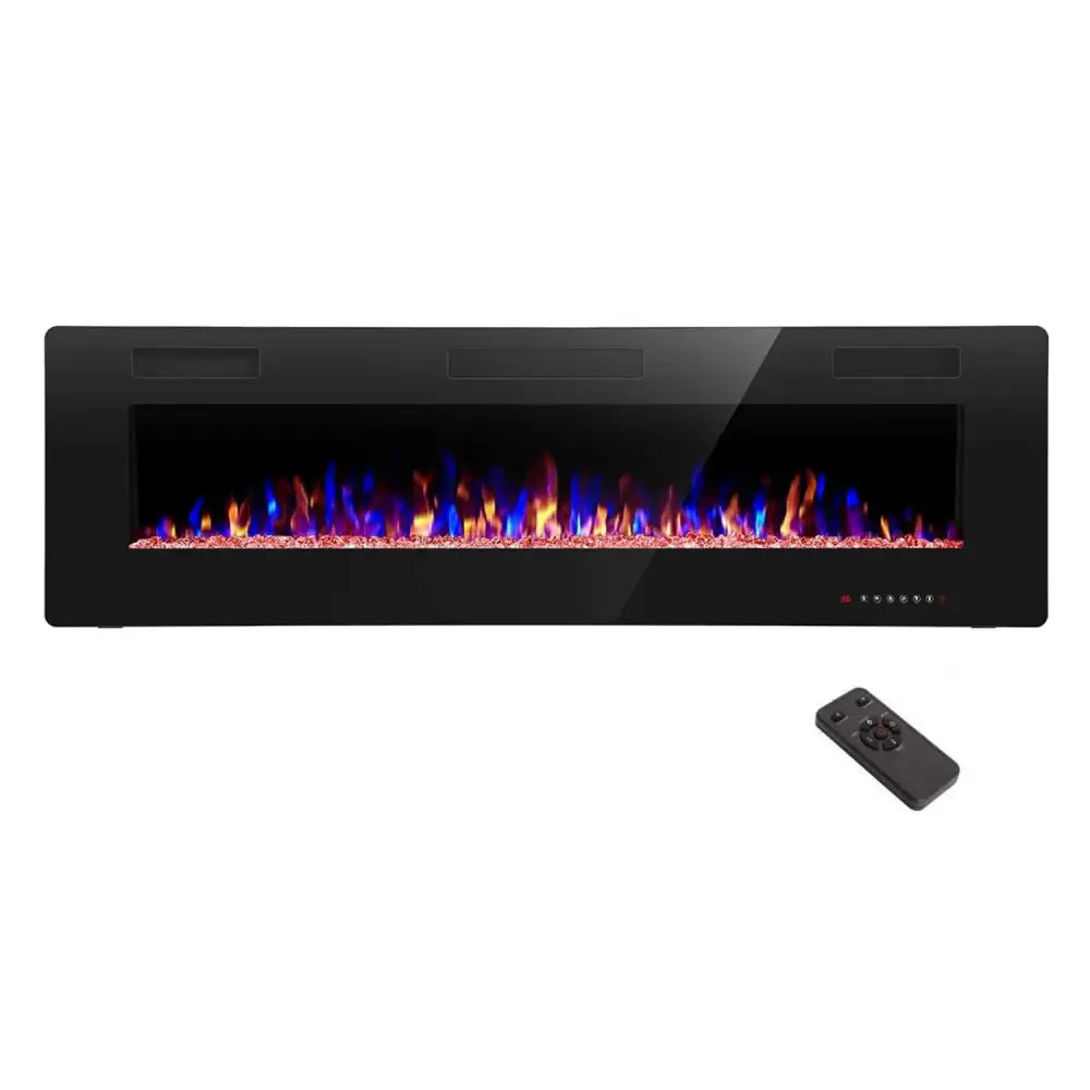Ultra-Thin Wall Mounted Electric Fireplace - Dimmable & Remote/Touch Control Heater